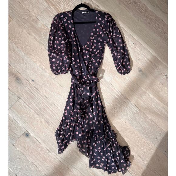 $290 GANNI Tilden Mesh Eclipse Floral Print Midi Length Dress - 38 (US 6) - Picture 6 of 9